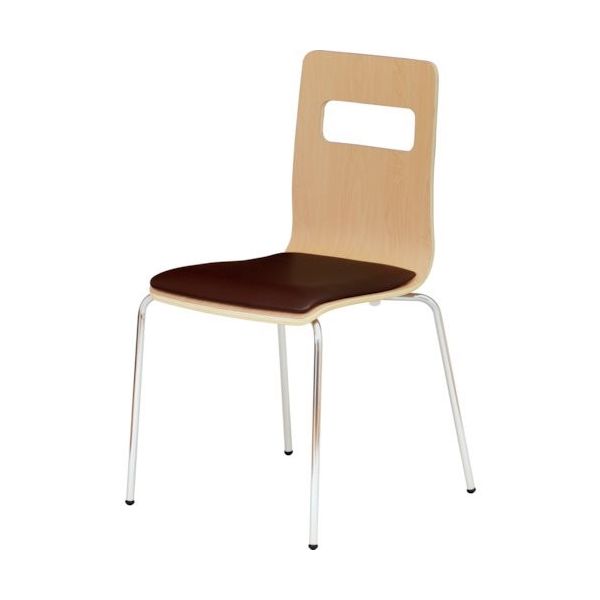 トラスコ中山 TRUSCO 木目調チェア ナチュラル×シルバー ブラウンクッション RLESBR-NS 1脚 390-2248（直送品）