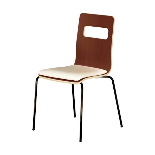 トラスコ中山 TRUSCO 木目調チェア ブラウン×ブラック アイボリークッション RLESIV-BB 1脚 390-2247（直送品）