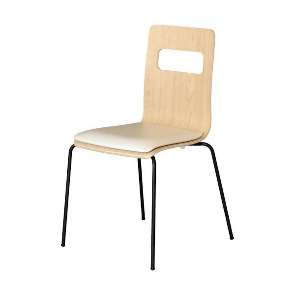 トラスコ中山 TRUSCO 木目調チェア ナチュラル×ブラック アイボリークッション RLESIV-NB 1脚 390-2241（直送品）