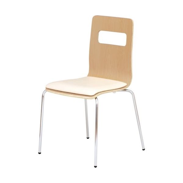 トラスコ中山 TRUSCO 木目調チェア ナチュラル×シルバー アイボリークッション RLESIV-NS 1脚 390-2239（直送品）