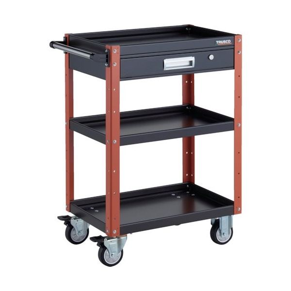 TRUSCO ツールワゴン イーグルワゴン 600X400XH880 引出付 ウレタン車輪 ブラック/オレンジ EGW-963VU-BKOR（直送品）