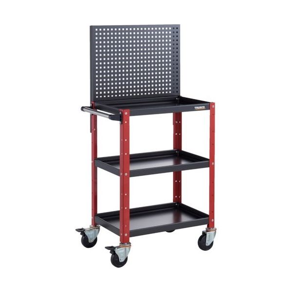 TRUSCO ツールワゴン バーディワゴン 上部パンチングパネル付 600X400X1330 ブラック/レッド BDW-P963-BKR（直送品）
