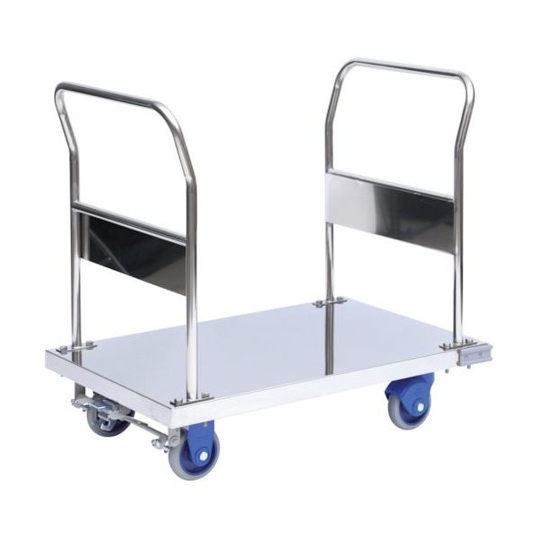 金沢車輌 金沢 大型静音ステンレス台車(両ハンドル固定式)フットブレーキ付 SUS-303GS+FB 1台 288-7724（直送品）