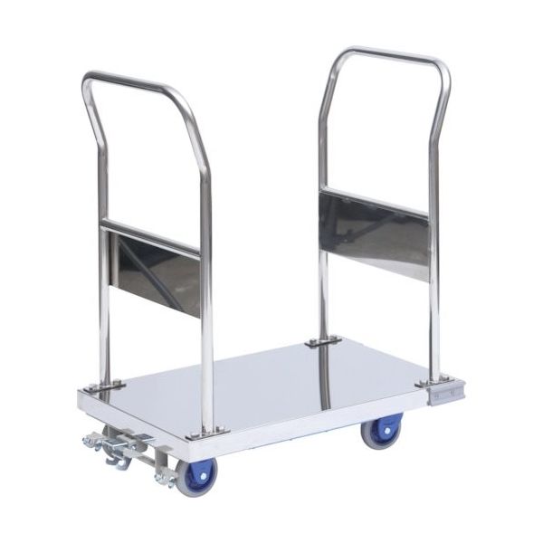 金沢車輌 金沢 小型静音ステンレス台車(両ハンドル固定式)フットブレーキ付 SUS-103GS+FB 1台 288-6230（直送品）