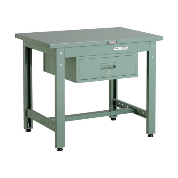 トラスコ中山 TRUSCO 中荷重作業台(800kg)GW型 1200X600XH740 1段引出付 グリーン色 GWS-1260F1 1台（直送品）