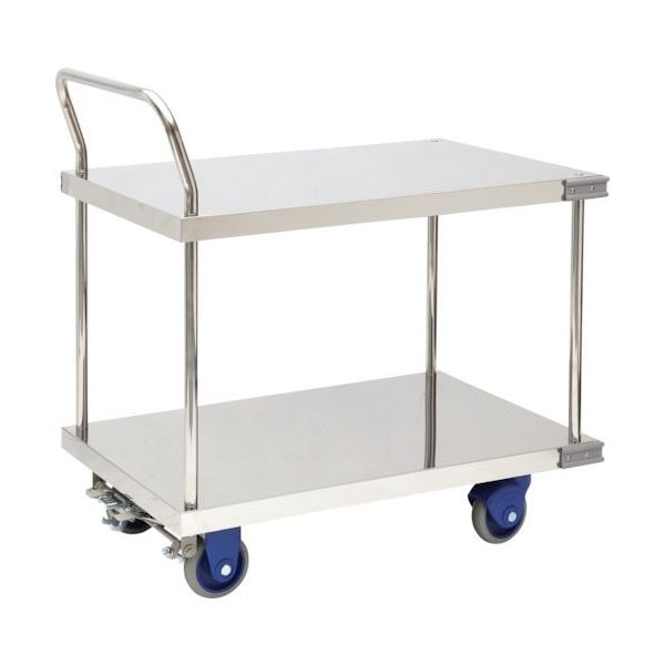 金沢車輌 金沢 大型静音ステンレス2段台車 フットブレーキ付 SUS-304GS+FB 1台 346-3758（直送品）