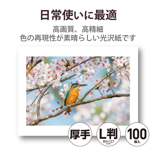 プリンター用紙 写真用紙 L判 100枚 光沢 高グレード 厚手 写真