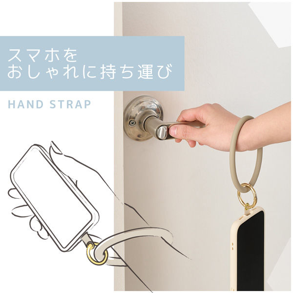 スマホストラップ 手首 ハンド ストラップ シリコンタイプ ストラップシート付 ベージュ P-STHSIBE エレコム 1個（直送品）
