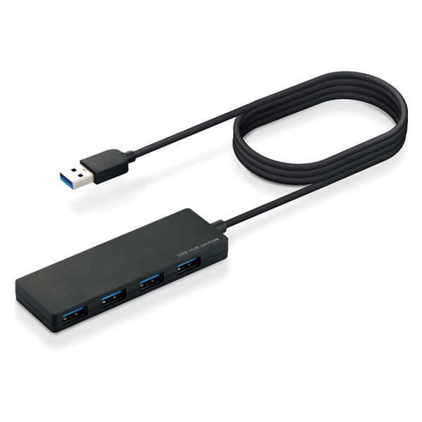 USBハブ USB3.0×4ポート/バスパワー/MacBook Chromebook他/ブラック U3H-FC04BBK 5個 - アスクル
