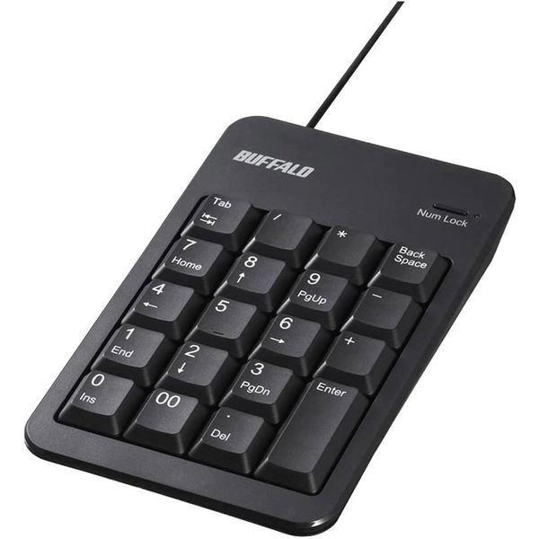 バッファロー 有線テンキーボード Tabキー付き 簡易パッケージモデル メンブレン ブラック BSTK100BKZ 5台（直送品）