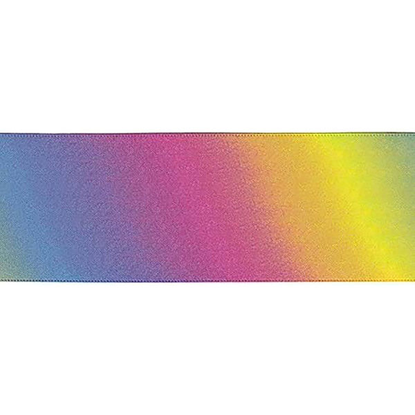 【別倉庫からの配送】 小西リボン 48mm巾×30m巻 ダブルサテンリボン レインボー柄 装飾材料