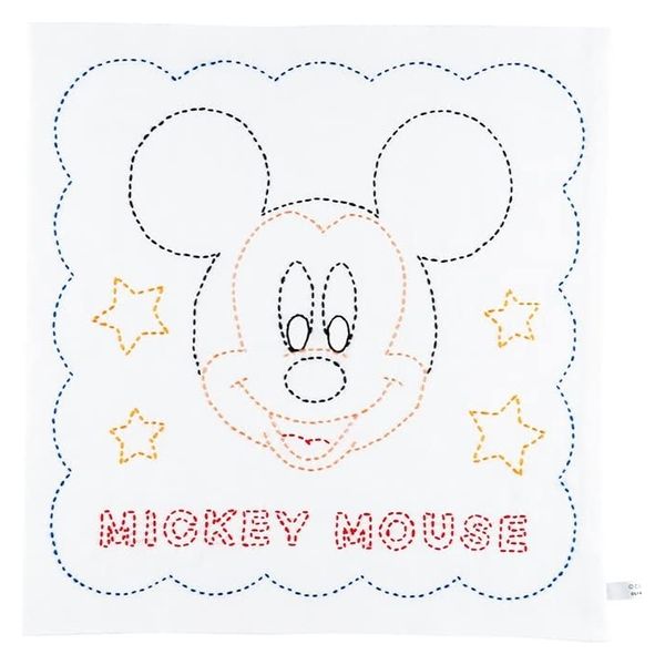 オリムパス製絲 刺し子キット ディズニー 花ふきん ミッキー 白