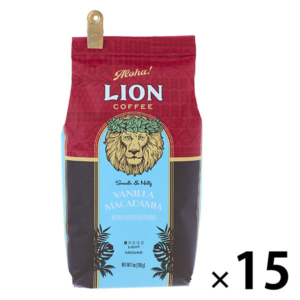 【コーヒー粉】ライオンコーヒー　バニラマカダミア　198g　1セット（15袋）