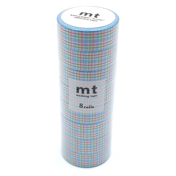 mt マスキングテープ 8P（8巻セット） カラフルギンガムチェック・ブルー [幅15mm×7m] MT08D551 1個 カモ井加工紙（直送品）