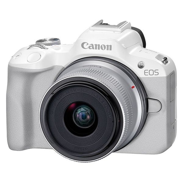 キヤノン ミラーレスカメラ　ＥＯＳ　Ｒ５０・ＲＦーＳ１８ー４５　ＩＳ　ＳＴＭレンズキット　（ホワイト） 5812C011 1台（直送品）