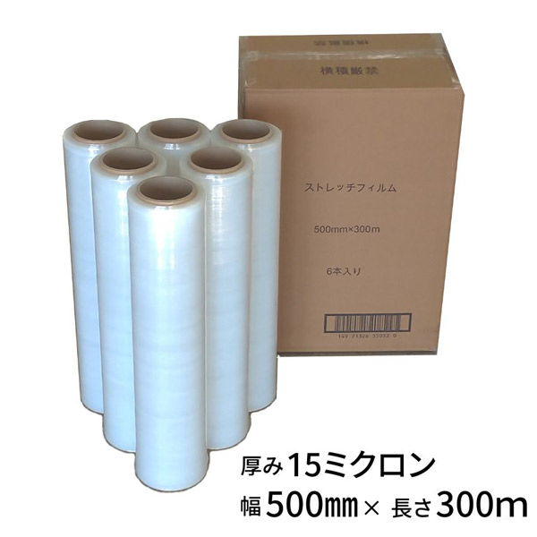 ジャストタイム二十四　ストレッチフィルム15μ　500mm×300ｍ巻　1箱(6本入)（直送品）