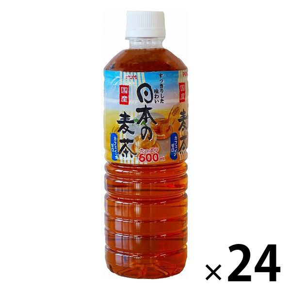 えひめ飲料 ポン 日本の麦茶 　600ml 　1箱（24本入）　ペットボトル飲料　ノンカフェイン（わけあり品）