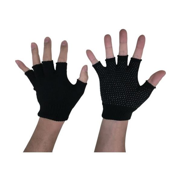 勝星産業 勝星 のびのびマジック手袋指切(ボツ付) 黒 371530 1双 820-0007（直送品）