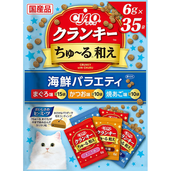 いなばペットフード（株） チャオクランキーちゅーる和え海鮮バラエティ６ｇ×３５袋 4901133331633 1ケース（16個入り）（直送品）
