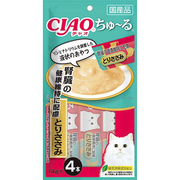 いなばペットフード(株) ちゅーる腎臓の健康維持に配慮 とりささみ14g×4本 4901133719141 1ケース(48個入り)(直送品)