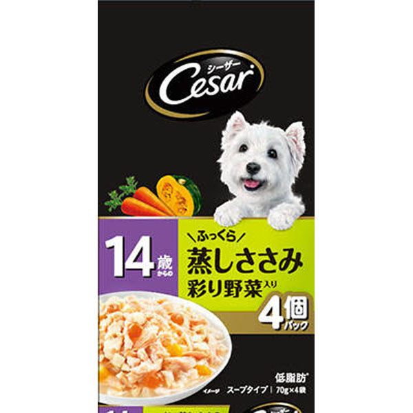 マースジャパン シーザー　１４歳からの　ふっくら蒸しささみ　彩り野菜入り７０ｇ×４ 4902397858782（直送品）
