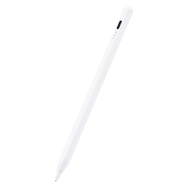 タッチペン スタイラスペン 充電式 傾き感知 極細 D型 ペン先交換可 ホワイト P-TPACSTAP04WH エレコム 1個