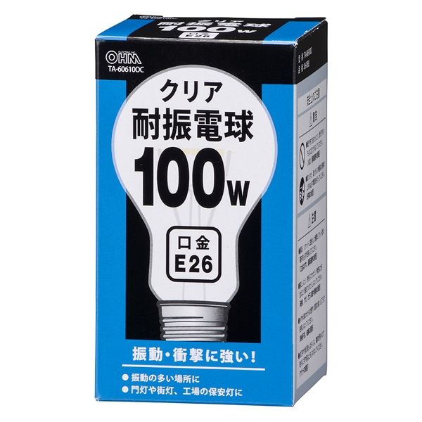 オーム電機 耐振球110V 100Wクリア 06-0583 1個