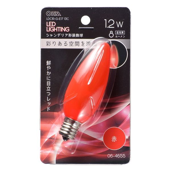 オーム電機 ＬＥＤ　Ｃ３２Ｅ１７　１．２Ｗ　ＲＣ 06-4655 1個（直送品）