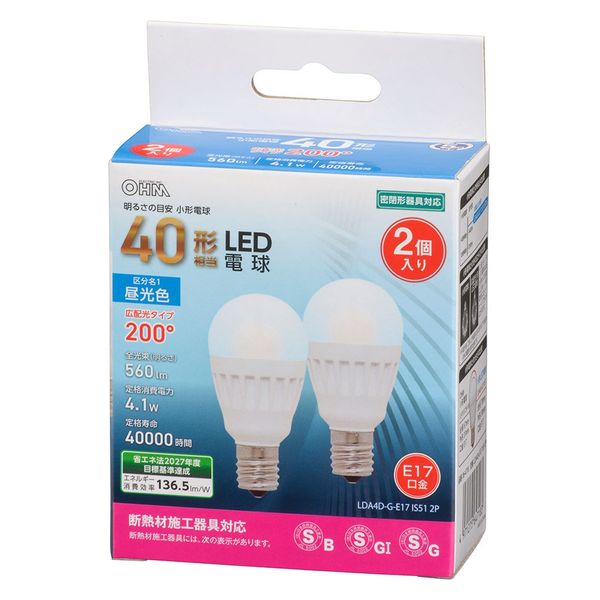 株式会社オーム電機 ＬＥＤ　ＰＳ　Ｅ１７　４．１Ｗ　Ｄ　２Ｐ 06-4718 1個（直送品）