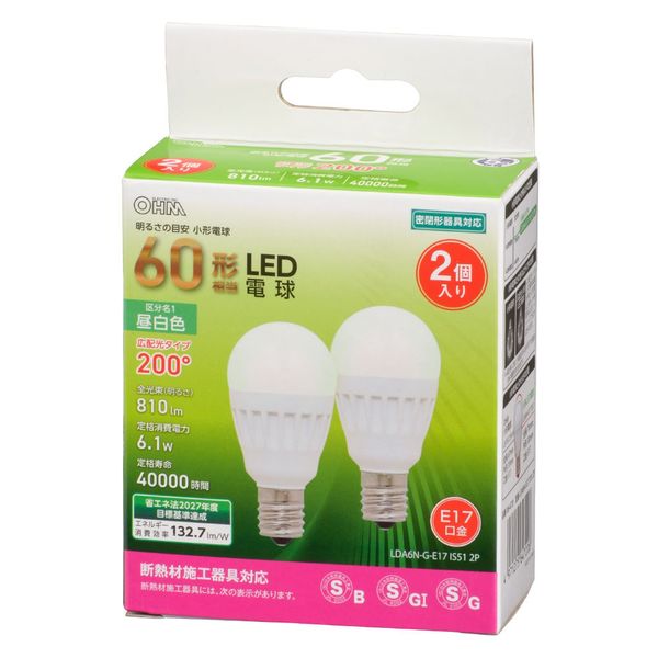 株式会社オーム電機 ＬＥＤ　ＰＳ　Ｅ１７　６．１Ｗ　Ｎ　２Ｐ 06-4720 1個（直送品）