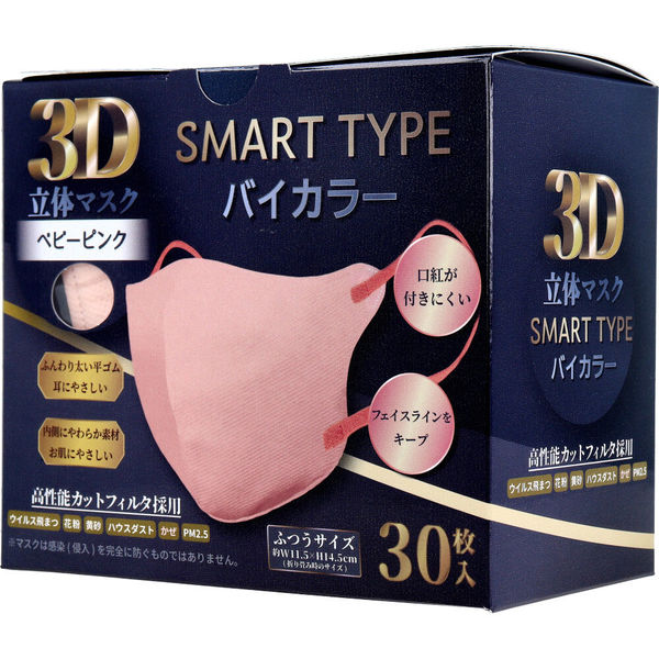 iiもの本舗 3D立体マスク スマートタイプ バイカラー ベビーピンク