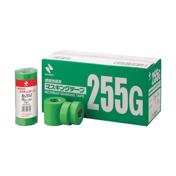 ニチバン 建築用マスキングテープ 255Gー12 12mmX18m(10巻入り) 1セット(100巻) 363-6791（直送品）