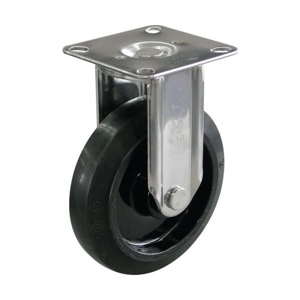 プレート式 固定 キャスター ゴム 車輪径130mm Jタイプ K2/D型 取付寸法80×80(75×75) NRK2/D-130 1個（直送品）