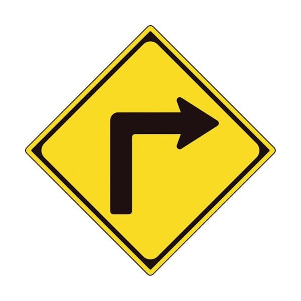ユニット 道路標識(構内用) 警戒標識(203)右方屈折あり 894-36RB 1枚 362-4607（直送品）