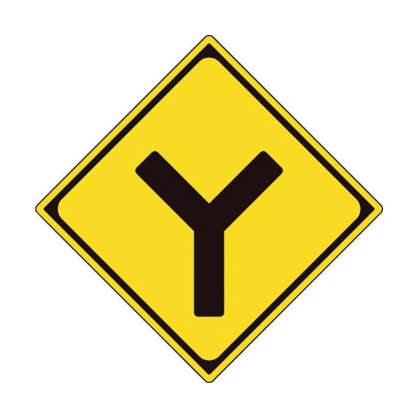 ユニット 道路標識(構内用) 警戒標識(201ーD)Y型道路交差点 894-33B 1枚 362-4611（直送品）
