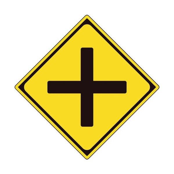 ユニット 道路標識(構内用) 警戒標識(201ーA)+型道路交差点 894-30B 1枚 362-4613（直送品）