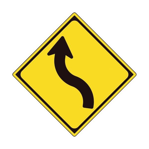 ユニット 道路標識(構内用) 警戒標識(204)左背向屈曲あり 894-37LB 1枚 362-4623（直送品）