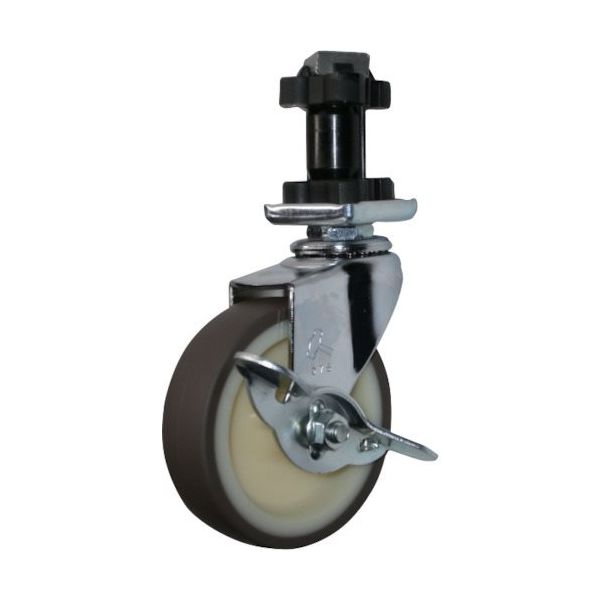 ハンマー パイプ差込み旋回式ウレタン車輪(ナイロンホイール)75mm 角25用 ストッパー付 4154EN-UR75 1個（直送品）