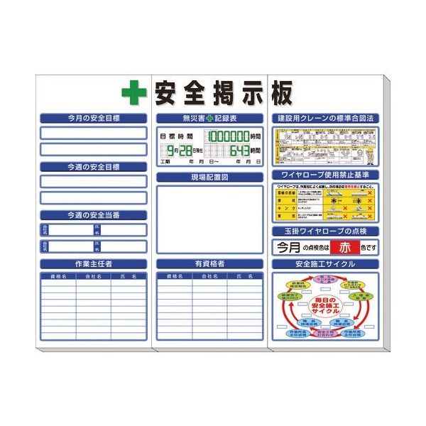 ユニット ◎安全掲示板(中)標準タイプ 313-921A 1セット 167-7645（直送品）
