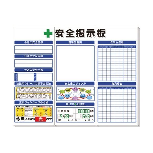 ユニット ◎安全掲示板(中)標準タイプ 313-922A 1セット 167-7657（直送品）