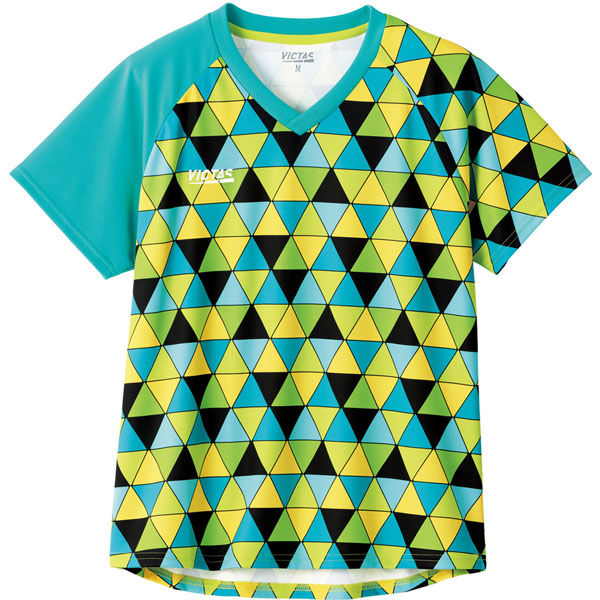 VICTAS（ヴィクタス) 卓球 ゲームシャツ COLORFUL TRIANGLE LGS XS ピーコックグリーン 612104 1枚（直送品）