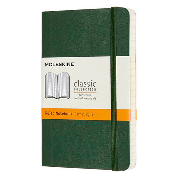 モレスキン クラシック ノートブック ソフト ルールド（横罫） ポケット マートルグリーン QP611K15 1冊（直送品）