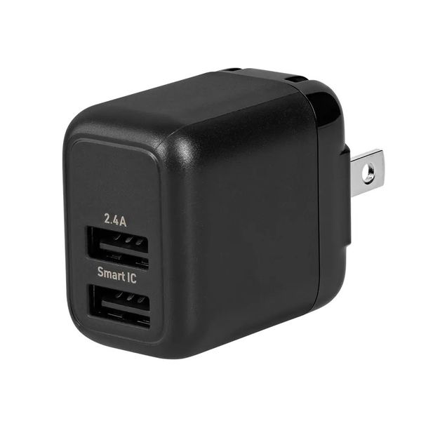 USB充電器 USB-A 2ポート 12W スマホ タブレット 2台同時充電 AC充電器 ブラック OWL-AC12WA2-BK