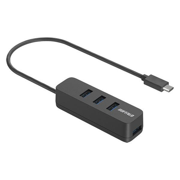 バッファロー USB ハブ USB3.2(Gen1) Type-C バスパワー 4ポート ブラック スリム設計 60cm 軽量 テレワーク 在宅勤務