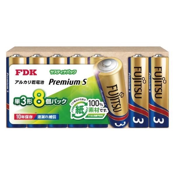 FDK 富士通アルカリ乾電池 単3形 PremiumS サスティナパック LR6PS（8SP） 1パック（8本入）