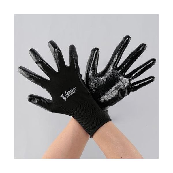 エスコ [L/230mm] 手袋(ニトリルゴムコーティング/黒) EA354DE-7 1