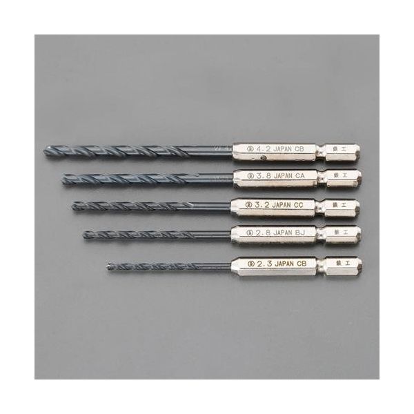 エスコ（esco） 2.3-4.2mm/5本組 鉄工用ドリル（六角軸/HSS） 1セット（2St：1St×2セット） EA824CP-52（直送品）