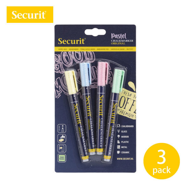 Securit　Chalkmarkers　チョークマーカー（スリム）パステルアソート4本入/箱　1セット(3箱:12本入)（直送品）