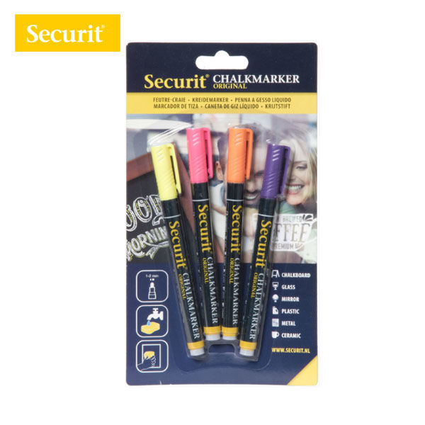 Securit　Chalkmarkers　チョークマーカー（スリム）トロピカルアソート4本入/箱　1箱(4本入)（直送品）