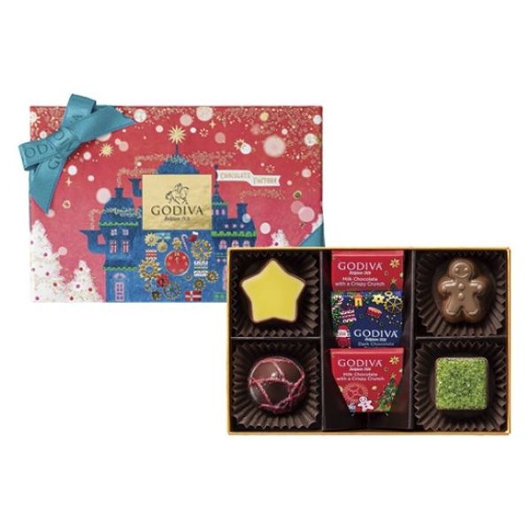 〈ゴディバ〉クリスマスファクトリー アソートメント （7粒入） 1箱 三越伊勢丹 クリスマス 紙袋付 チョコレート ギフト